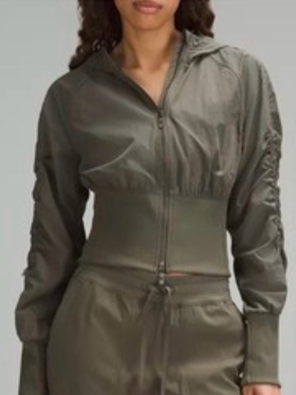 lululemon Ruched Ribbed-Waist Jacket Green